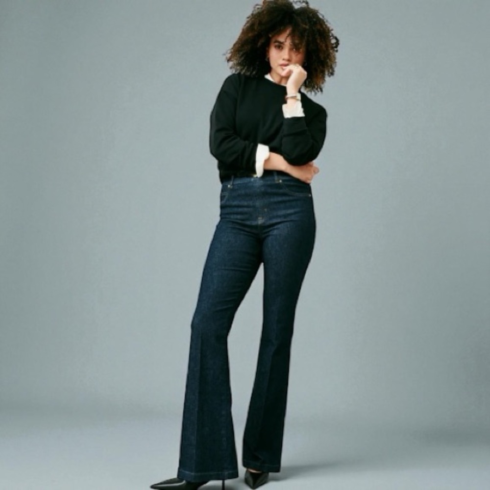 Spanx High Rise Pull On Bootcut Flare Jeans Size XL